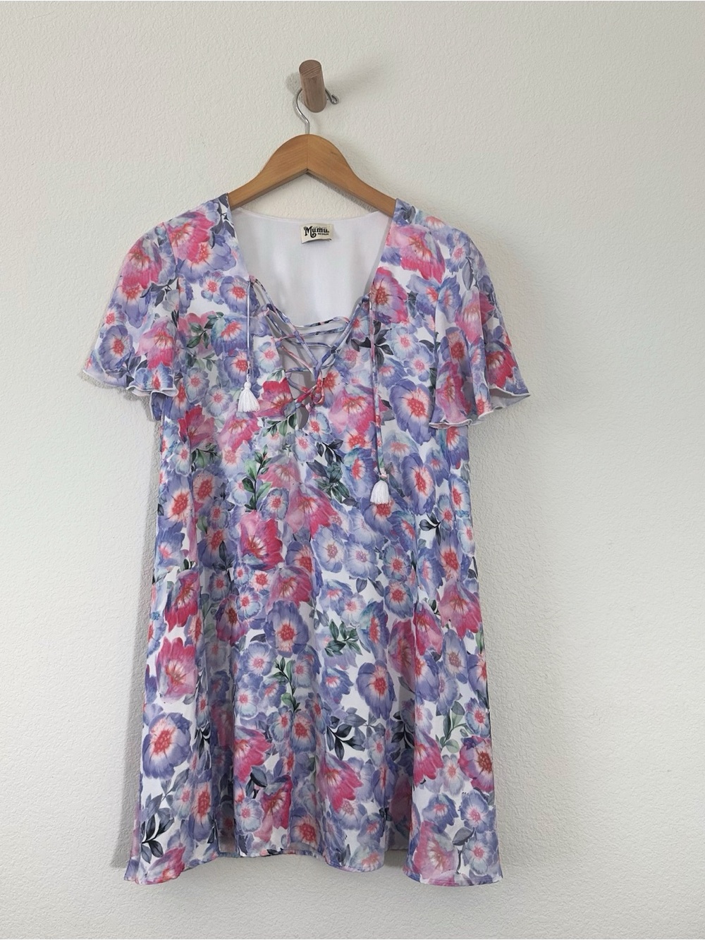 Show me your Mumu Floral Lace-Up Top in Pastel Pink & Lavender